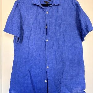 Banana Republic 100% Linen Casual Blue Button Down Shirt